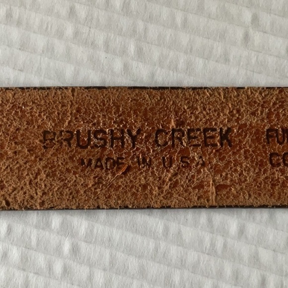 Brown Leather Belt with Woven Pattern and Metallic Buckle - Picture 8 of 9